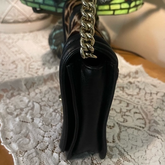 REBECCA MINKOFF  Black & Leopard Small Crossbody Gold Hardware $245 MSRP EUC - Picture 4 of 9